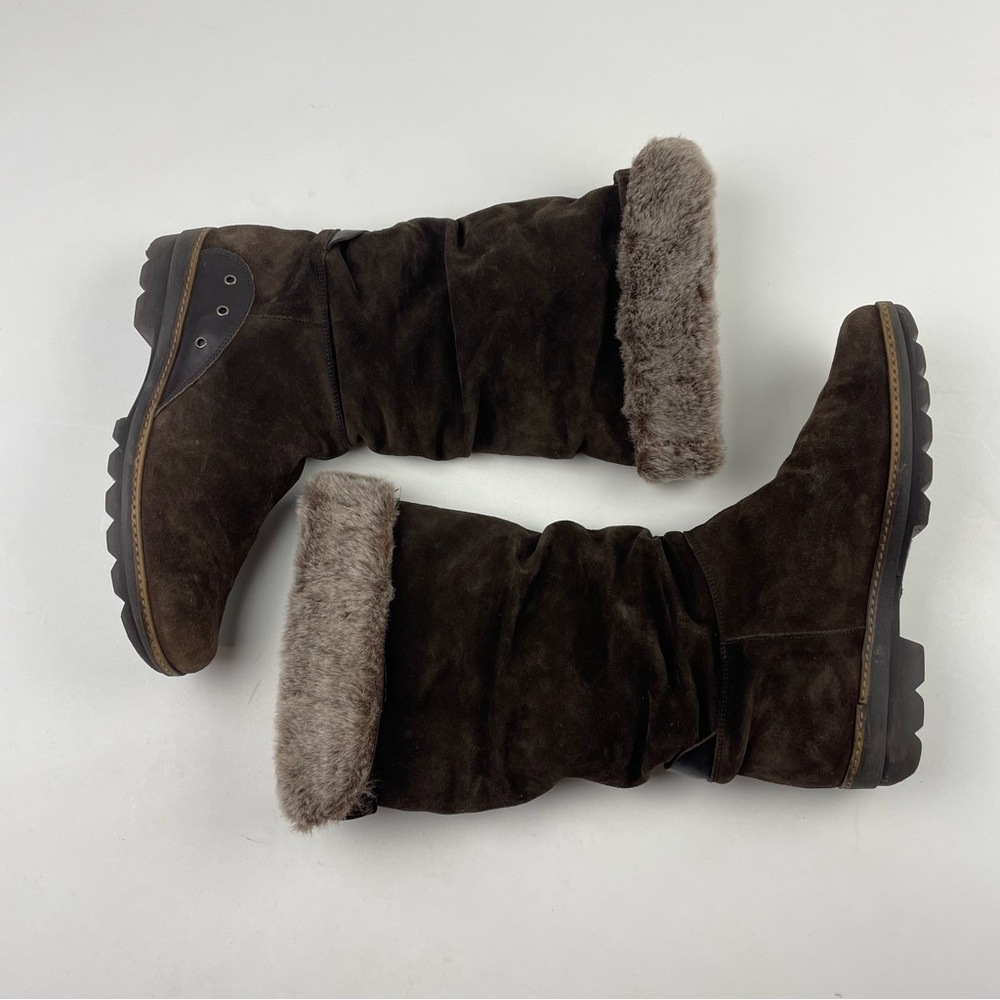 Aquatalia Womens Calf Suede and Leather Boots Lug Sole Size 10M